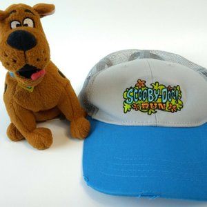 2-Pc "Scooby Doo! Run" Curved Factory Distressed Snapback Cap +7" Scooby Plushie
